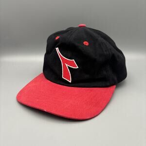 VINTAGE Diadora Black Cotton Red And Black SnapBack Hat